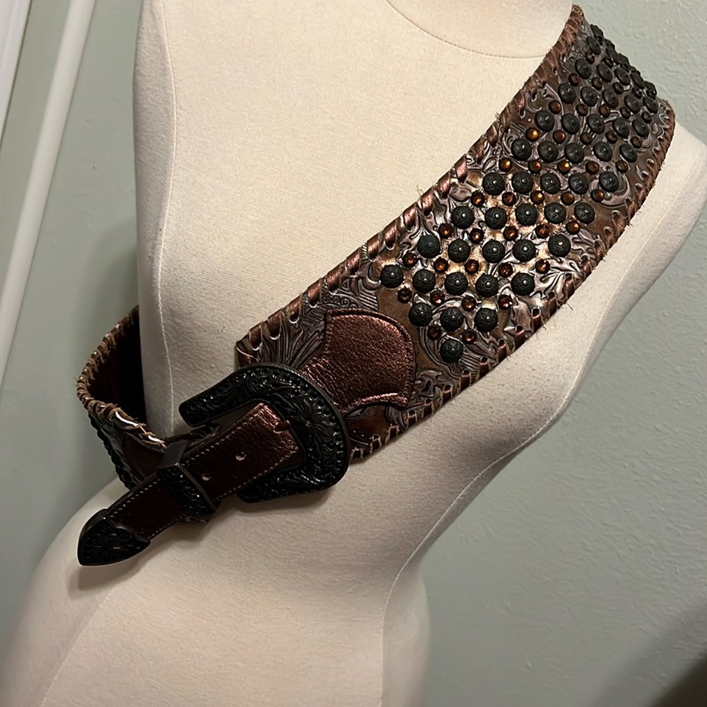 Kurtmen Designs Wide Leather Crystal Belt
